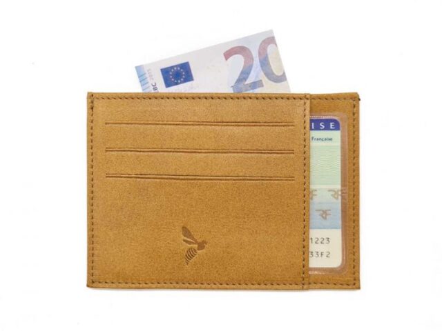 La Guêpe - Petite Maroquinerie - Porte-cartes ouvert "Luxe" tout cuir Gold 6 Cartes - PM-013-01