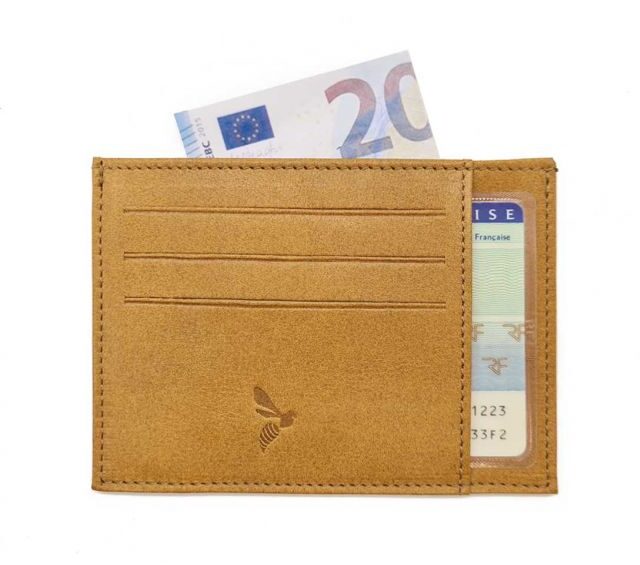 La Guêpe - Petite Maroquinerie - Porte-cartes ouvert "Luxe" tout cuir Gold 6 Cartes - PM-013-01