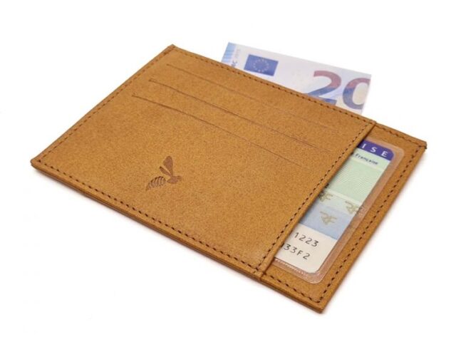 La Guêpe - Petite Maroquinerie - Porte-cartes ouvert "Luxe" tout cuir Gold 6 Cartes - PM-013-01
