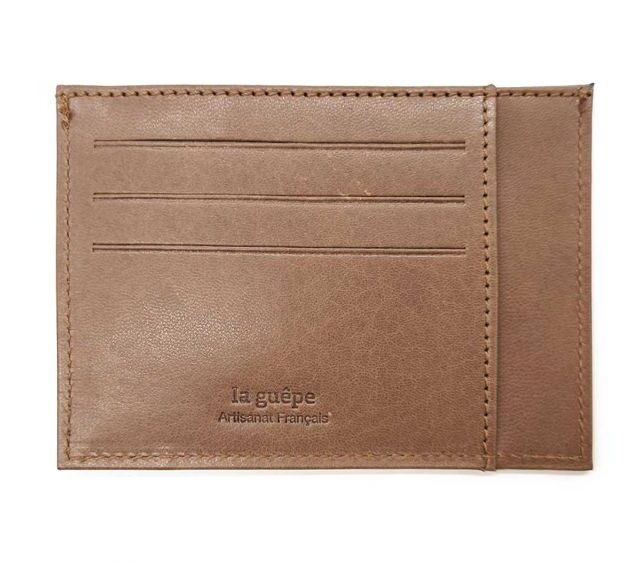 La Guêpe - Petite Maroquinerie - Porte-cartes ouvert "Luxe" tout cuir marron 6 Cartes - PM-013-01