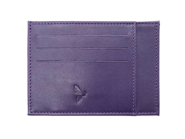La Guêpe - Petite Maroquinerie - Porte-cartes ouvert "Luxe" tout cuir myrtille 6 Cartes - PM-013-01