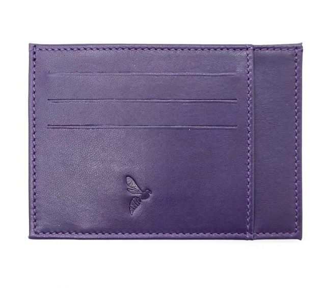 La Guêpe - Petite Maroquinerie - Porte-cartes ouvert "Luxe" tout cuir myrtille 6 Cartes - PM-013-01