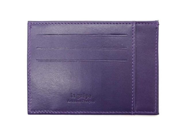 La Guêpe - Petite Maroquinerie - Porte-cartes ouvert "Luxe" tout cuir myrtille 6 Cartes - PM-013-01