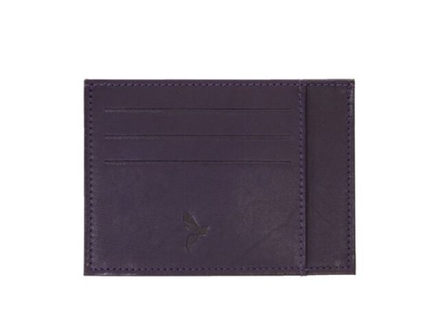 La Guêpe - Petite Maroquinerie - Porte-cartes ouvert "Luxe" tout cuir myrtille 6 Cartes - PM-013-01