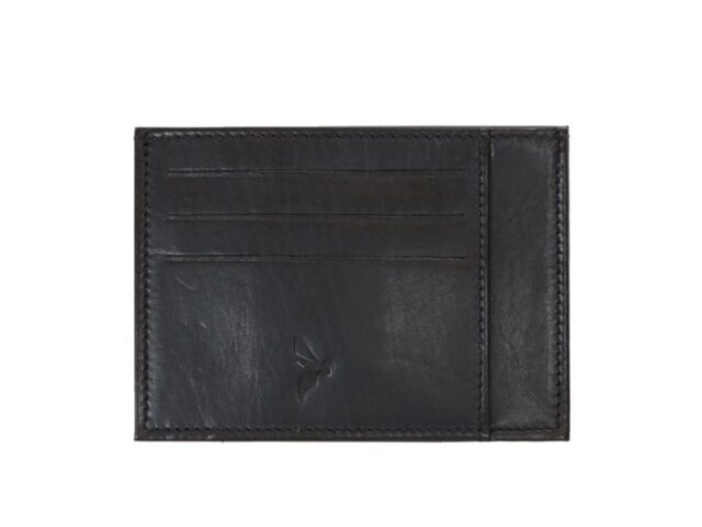 La Guêpe - Petite Maroquinerie - Porte-cartes ouvert "Luxe" tout cuir noir 6 Cartes - PM-013-01