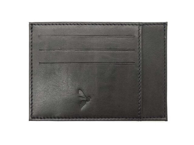 La Guêpe - Petite Maroquinerie - Porte-cartes ouvert "Luxe" tout cuir noir 6 Cartes - PM-013-01