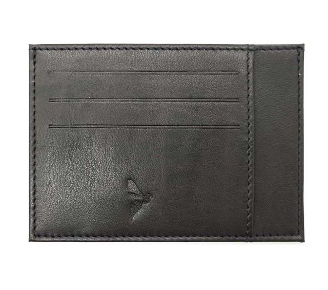 La Guêpe - Petite Maroquinerie - Porte-cartes ouvert "Luxe" tout cuir noir 6 Cartes - PM-013-01