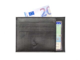 La Guêpe - Porte-cartes ouvert Luxe tout cuir noir 6 Cartes  PM-013-01