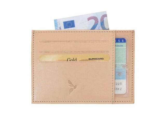 La Guêpe - Petite Maroquinerie - Porte-cartes ouvert "Luxe" tout cuir rosa 6 Cartes - PM-013-01