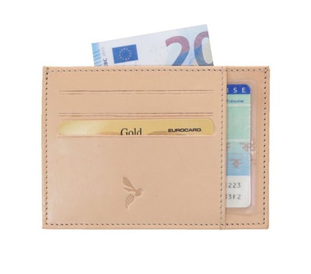 La Guêpe - Petite Maroquinerie - Porte-cartes ouvert "Luxe" tout cuir rosa 6 Cartes - PM-013-01