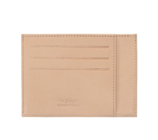 La Guêpe - Petite Maroquinerie - Porte-cartes ouvert "Luxe" tout cuir rosa 6 Cartes - PM-013-01