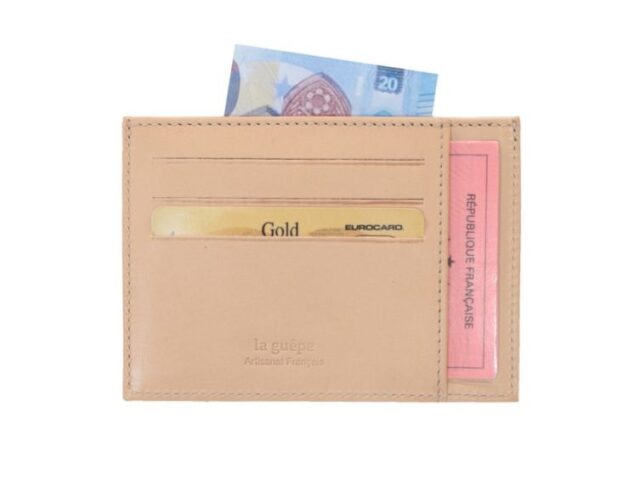 La Guêpe - Petite Maroquinerie - Porte-cartes ouvert "Luxe" tout cuir rosa 6 Cartes - PM-013-01
