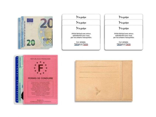 La Guêpe - Petite Maroquinerie - Porte-cartes ouvert "Luxe" tout cuir rosa 6 Cartes - PM-013-01