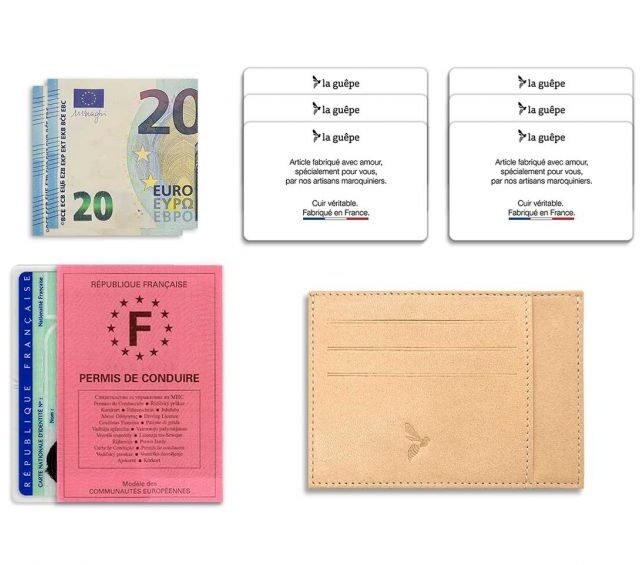 La Guêpe - Petite Maroquinerie - Porte-cartes ouvert "Luxe" tout cuir rosa 6 Cartes - PM-013-01