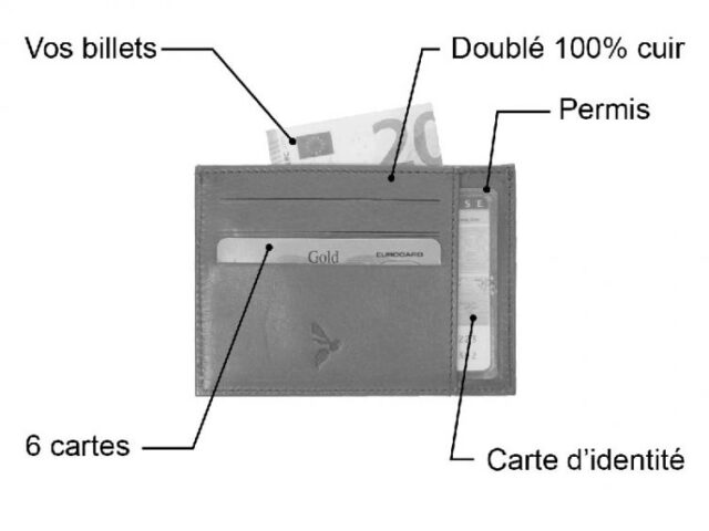 La Guêpe - Petite Maroquinerie - Porte-cartes ouvert "Luxe" tout cuir rosa 6 Cartes - PM-013-01