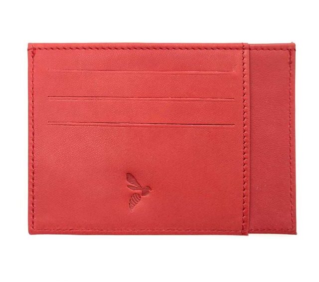 La Guêpe - Petite Maroquinerie - Porte-cartes ouvert "Luxe" tout cuir rouge 6 Cartes - PM-013-01