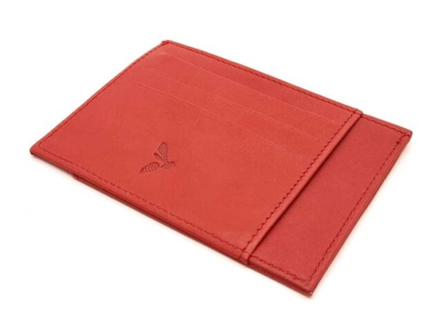 La Guêpe - Petite Maroquinerie - Porte-cartes ouvert "Luxe" tout cuir rouge 6 Cartes - PM-013-01