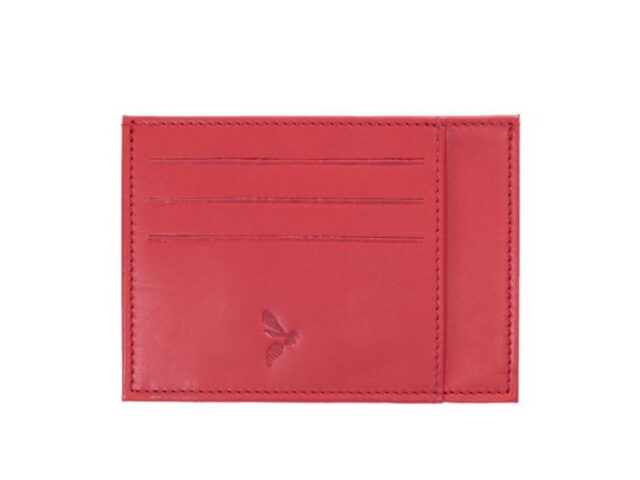 La Guêpe - Petite Maroquinerie - Porte-cartes ouvert "Luxe" tout cuir rouge 6 Cartes - PM-013-01