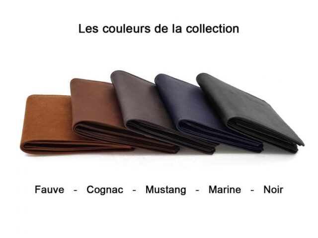 La Guêpe - Petite Maroquinerie - Porte cartes + porte monnaie en cuir cognac - 944