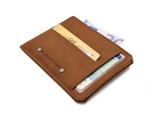 La Guêpe - Petite Maroquinerie - Porte cartes + porte monnaie en cuir fauve - 944