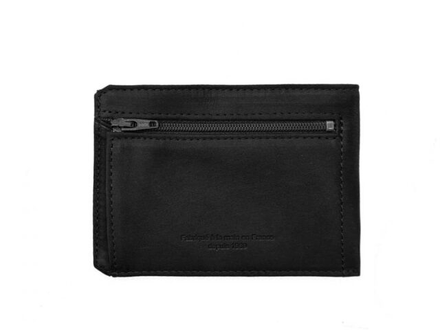 La Guêpe - Petite Maroquinerie - Porte cartes + porte monnaie en cuir noir - 944