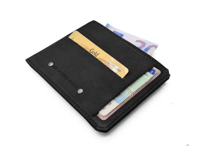La Guêpe - Petite Maroquinerie - Porte cartes + porte monnaie en cuir noir - 944