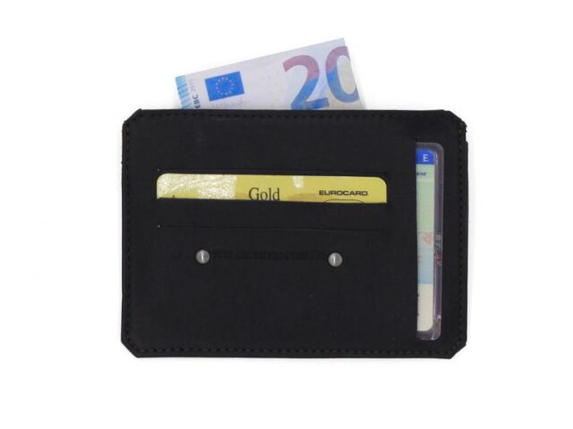 La Guêpe - Petite Maroquinerie - Porte cartes + porte monnaie en cuir noir - 944