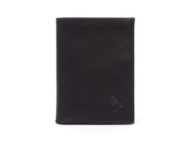 Porte-cartes en cuir marron avec une seule fente et coutures apparentes