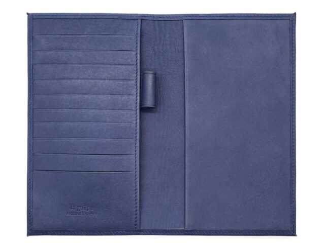 La Guêpe - Petite Maroquinerie - Porte chéquier "Luxe" tout cuir bleu