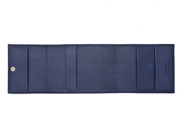 La Guêpe - Petite Maroquinerie - Porte chéquier "Luxe" tout cuir bleu - talon latéral - PM-030-01