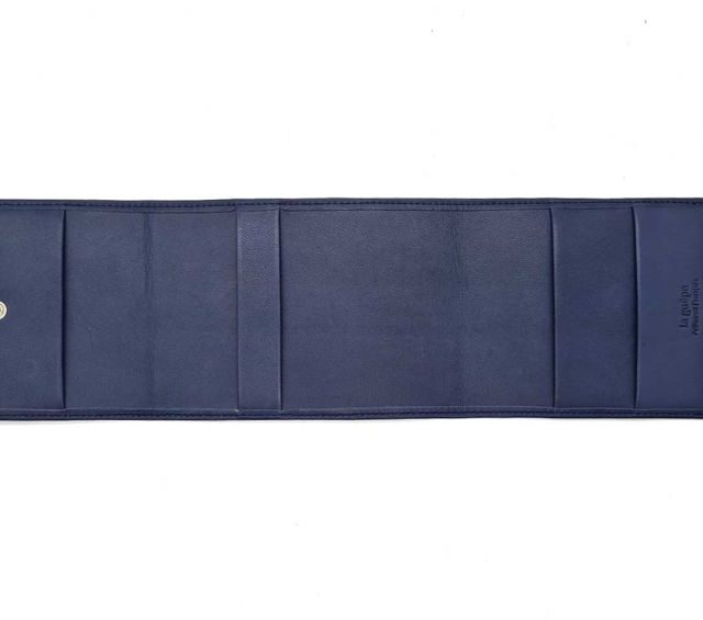 La Guêpe - Petite Maroquinerie - Porte chéquier "Luxe" tout cuir bleu - talon latéral - PM-030-01