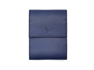 La Guêpe - Porte chéquier “Luxe” tout cuir bleu – talon latéral – PM-030-01