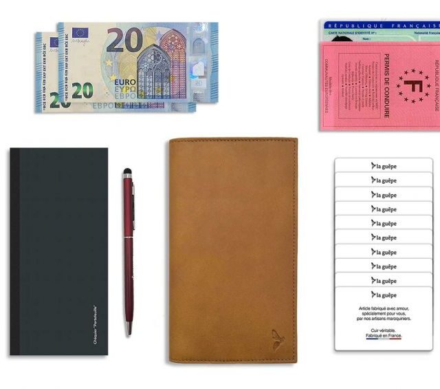 La Guêpe - Petite Maroquinerie - Porte chéquier "Luxe" tout cuir Gold