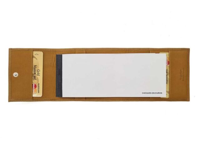 La Guêpe - Petite Maroquinerie - Porte chéquier "Luxe" tout cuir Gold - talon latéral - PM-030-01