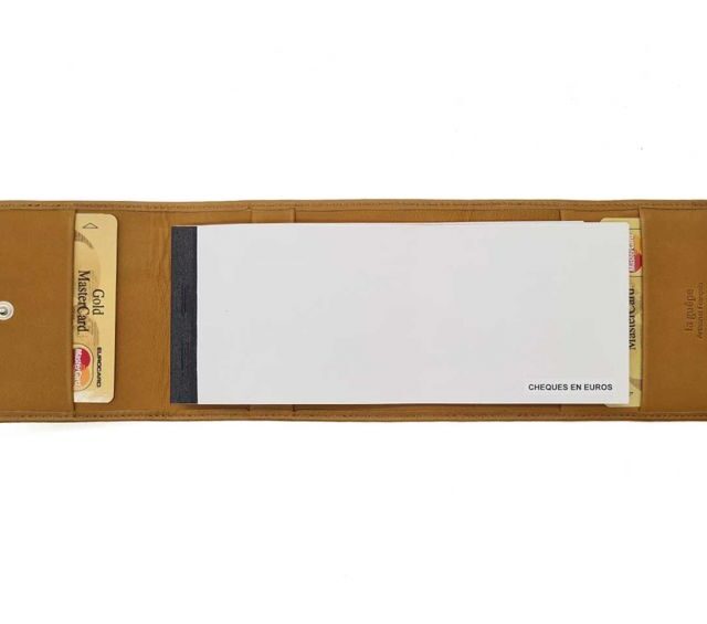 La Guêpe - Petite Maroquinerie - Porte chéquier "Luxe" tout cuir Gold - talon latéral - PM-030-01