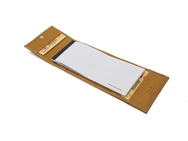 La Guêpe - Petite Maroquinerie - Porte chéquier "Luxe" tout cuir Gold - talon latéral - PM-030-01