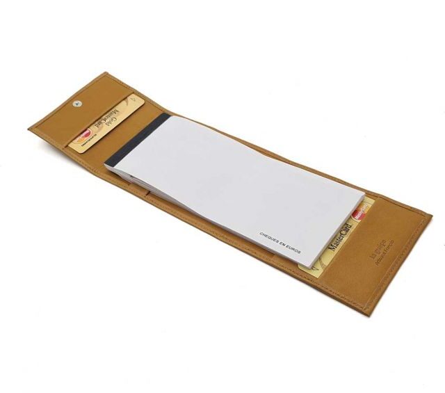 La Guêpe - Petite Maroquinerie - Porte chéquier "Luxe" tout cuir Gold - talon latéral - PM-030-01