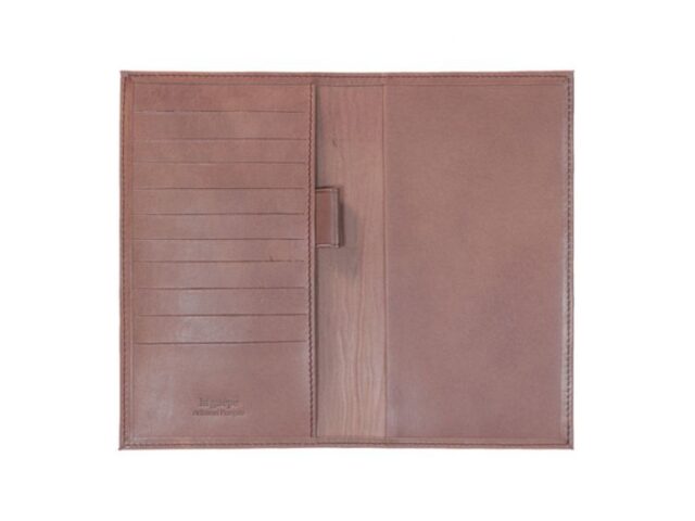 La Guêpe - Petite Maroquinerie - Porte chéquier "Luxe" tout cuir marron
