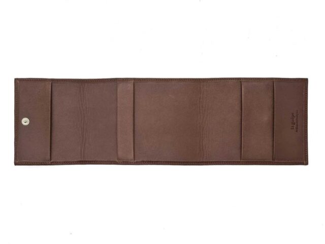 La Guêpe - Petite Maroquinerie - Porte chéquier "Luxe" tout cuir marron - talon latéral - PM-030-01