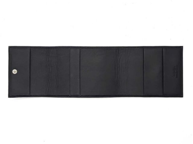 La Guêpe - Petite Maroquinerie - Porte chéquier "Luxe" tout cuir noir - talon latéral - PM-030-01