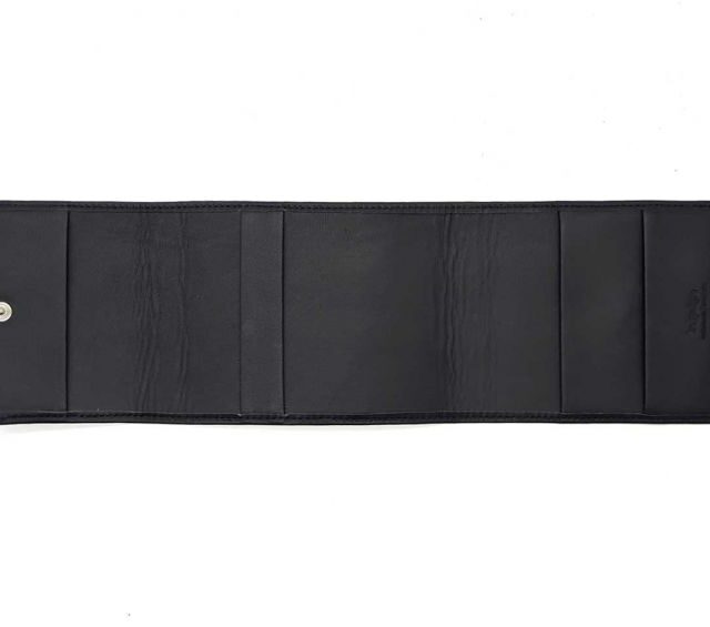 La Guêpe - Petite Maroquinerie - Porte chéquier "Luxe" tout cuir noir - talon latéral - PM-030-01