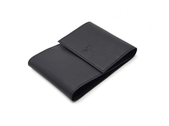 La Guêpe - Petite Maroquinerie - Porte chéquier "Luxe" tout cuir noir - talon latéral - PM-030-01