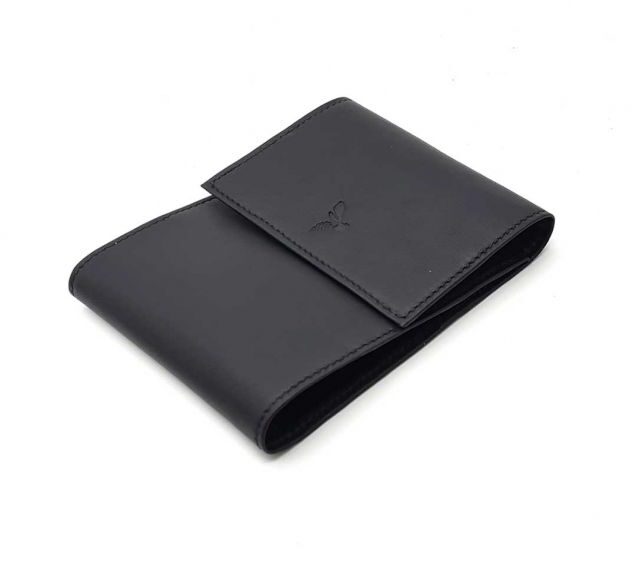 La Guêpe - Petite Maroquinerie - Porte chéquier "Luxe" tout cuir noir - talon latéral - PM-030-01