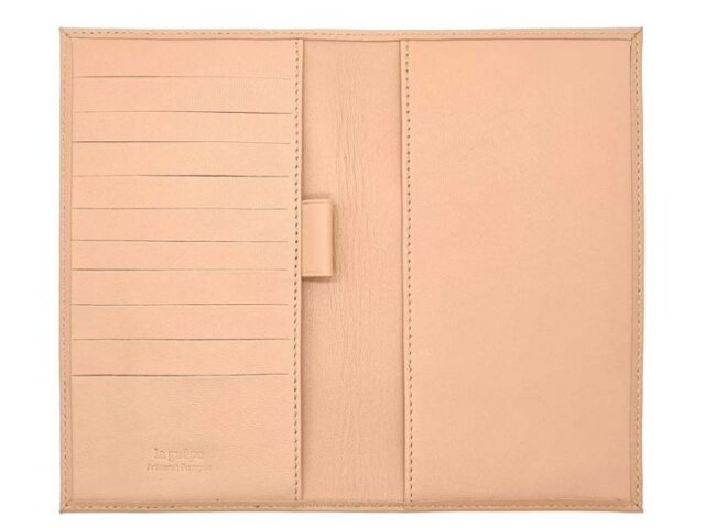 La Guêpe - Petite Maroquinerie - Porte chéquier "Luxe" tout cuir nude