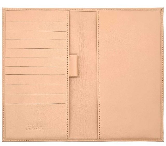 La Guêpe - Petite Maroquinerie - Porte chéquier "Luxe" tout cuir nude