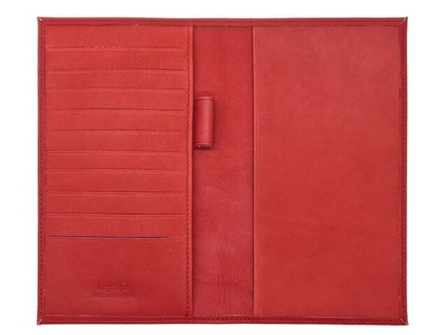 La Guêpe - Petite Maroquinerie - Porte chéquier "Luxe" tout cuir rouge