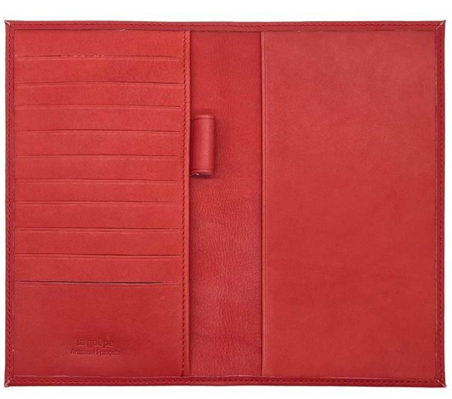 La Guêpe - Petite Maroquinerie - Porte chéquier "Luxe" tout cuir rouge