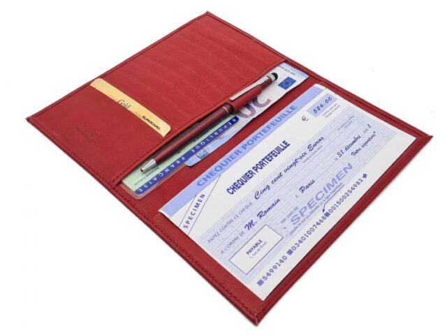 La Guêpe - Petite Maroquinerie - Porte chéquier "Luxe" tout cuir rouge