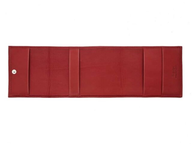 La Guêpe - Petite Maroquinerie - Porte chéquier "Luxe" tout cuir rouge - talon latéral - PM-030-01