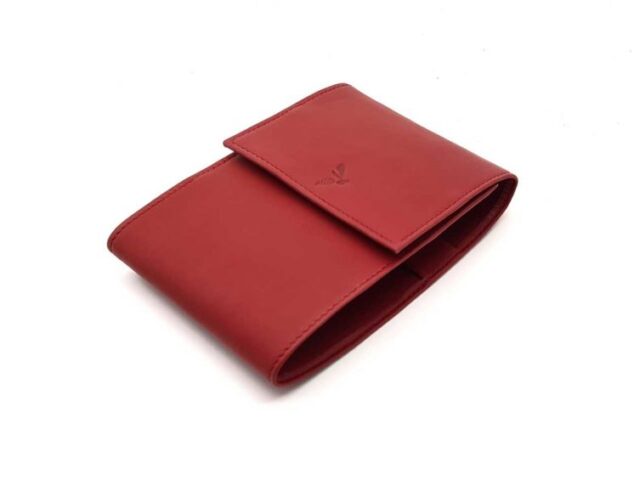 La Guêpe - Petite Maroquinerie - Porte chéquier "Luxe" tout cuir rouge - talon latéral - PM-030-01